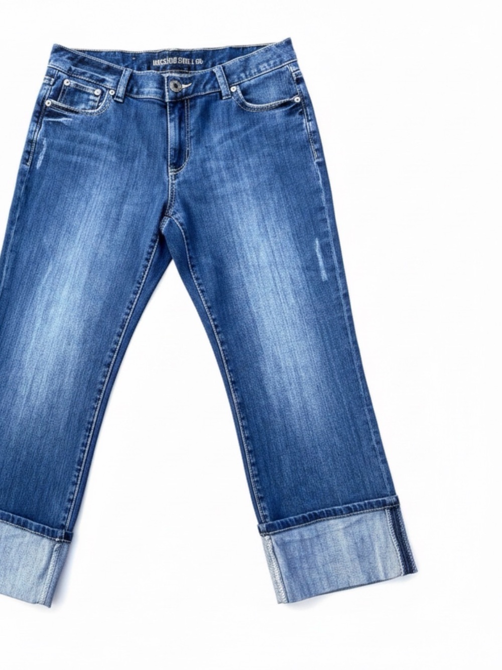 Mossimo Supply Co. Medium Blue Cropped Cuffed Jeans